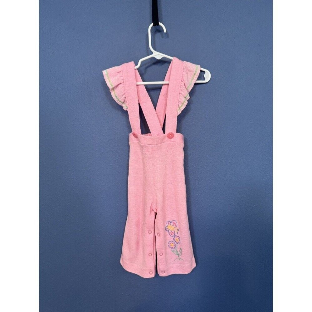 Vintage Bull Frog Knits Pink Overalls 12 Month